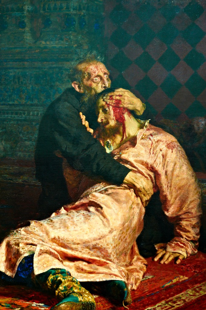 Ivan le Terrible (le bien nommé) tuant son fils - par Ilia Repine (1885)